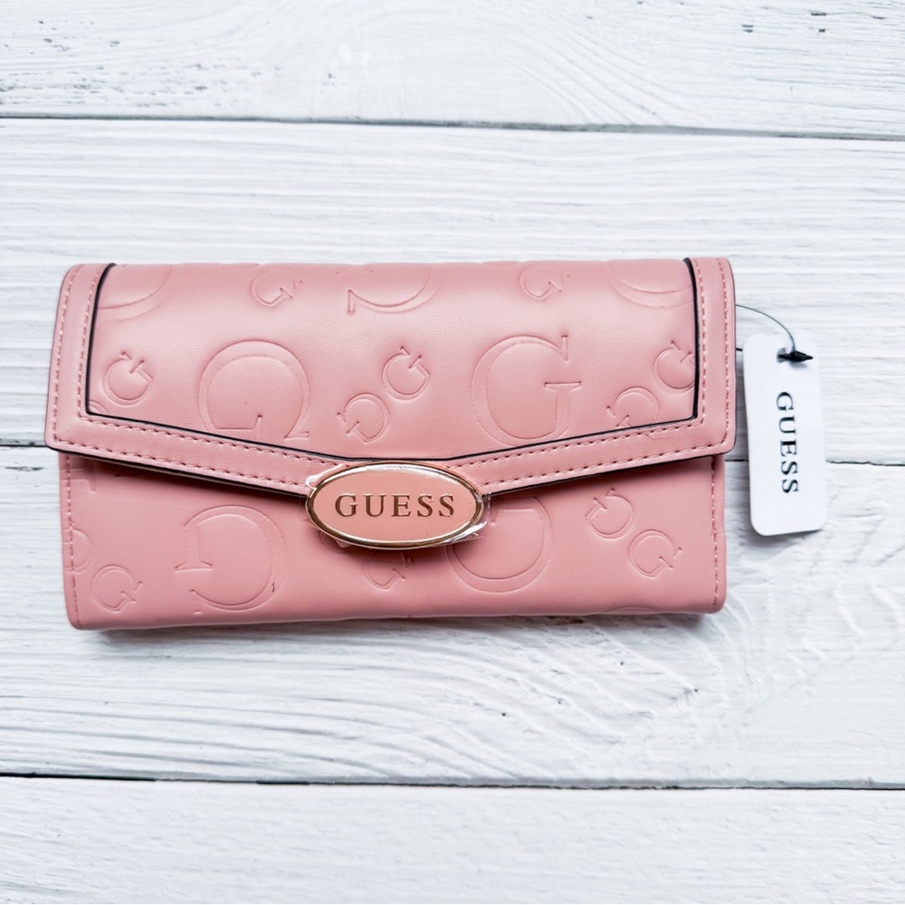 GUESS Pink Embossed tri-fold tWomen's Wallet